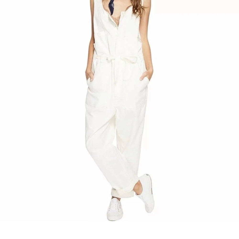 FREE PEOPLE White Overalls boho style Jumpsuit